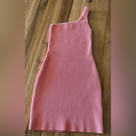 Babaton One-Shoulder Sculpt Knit Ribbed Mini Dress – Size S - Picture 2 of 4